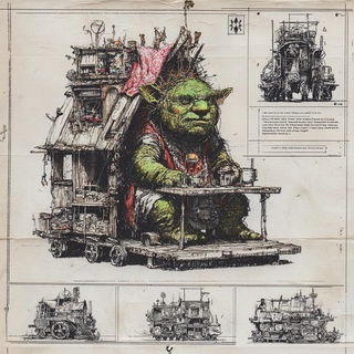 Hephaestus Diagrammatics style, Midjourney V7: traditional folk art
