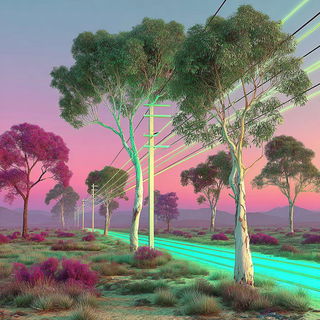 Chromatropic style, Midjourney V7: realistic landscape photograph of quiet dawn