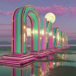Chromatropic style, Midjourney V7: typographic composition with large letters