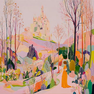 Foliarococo style, Midjourney V7: retro fairy-tale illustration
