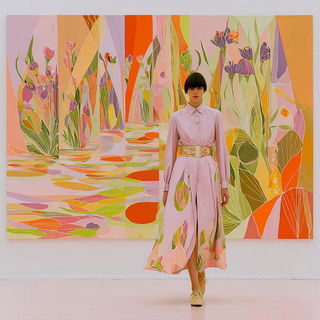 Foliarococo style, Midjourney V7: haute-couture fashion outfit