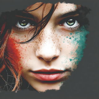 Silhouettic Marblestorm style, Midjourney V7: photographic portrait of female protagonist