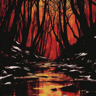 Ravensmoke style, Midjourney V7: realistic landscape photograph of quiet dawn