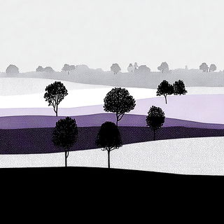Blobstripe Constructivism style, Midjourney V7: realistic landscape photograph of quiet dawn