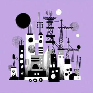 Blobstripe Constructivism style, Midjourney V7: technical infrastructure blueprint schematics