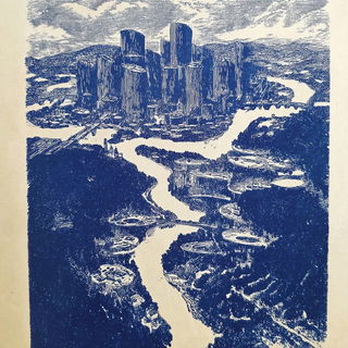 Linowave Paradox style, Midjourney V7: megacity with futuristic bioarchitecture