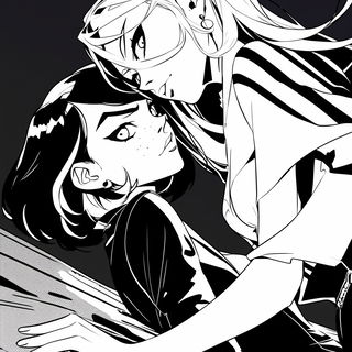 Impastorama style, Midjourney V7: black-and-white manga comic strip