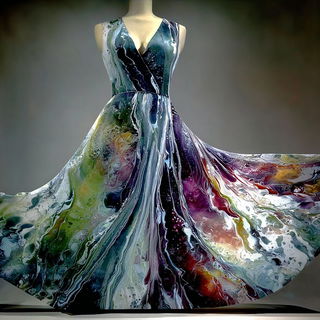 Chromacellularism style, Midjourney V7: haute-couture fashion outfit