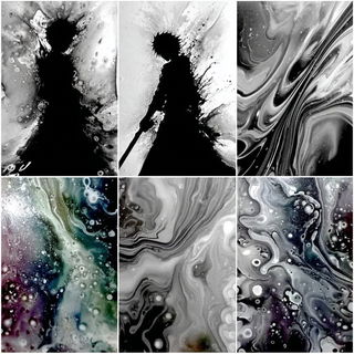 Chromacellularism style, Midjourney V7: black-and-white manga comic strip