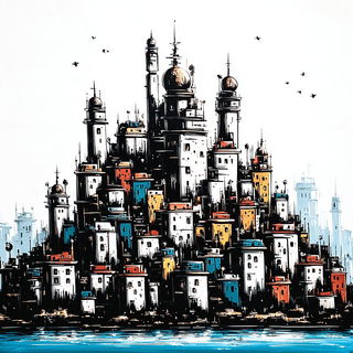 Blackwire Junction style, Midjourney V7: megacity with futuristic bioarchitecture