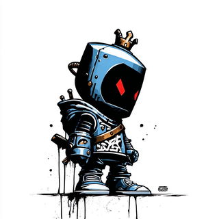 Blackwire Junction style, Midjourney V7: concept art character design of retropunk steam knight