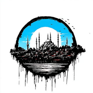 Blackwire Junction style, Midjourney V7: bold minimalist logo design for Istanbul city municipal services