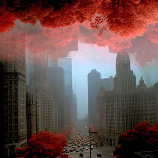 Television Ash style, Midjourney V7: megacity with futuristic bioarchitecture