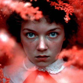 Television Ash style, Midjourney V7: photographic portrait of female protagonist