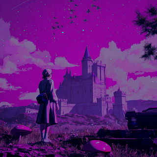 Perimagenta style, Midjourney V7: retro fairy-tale illustration