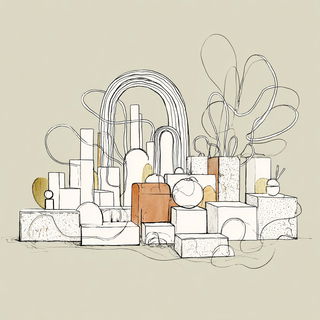 Paper Parade Orbits style, Midjourney V7: abstract 3D render