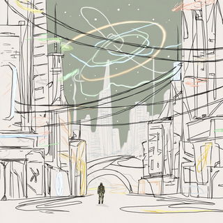 Paper Parade Orbits style, Midjourney V7: cinematic shot from sci-fi movie