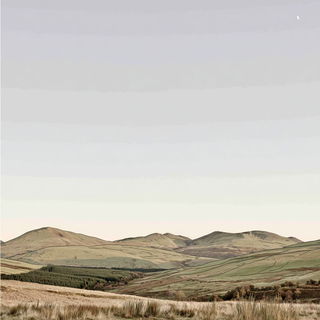 Paper Parade Orbits style, Midjourney V7: realistic landscape photograph of quiet dawn