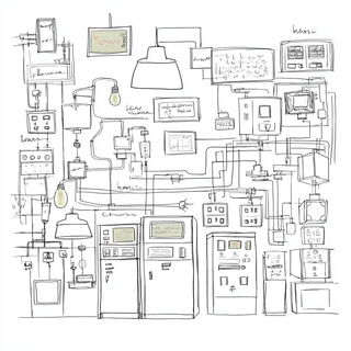 Paper Parade Orbits style, Midjourney V7: technical infrastructure blueprint schematics