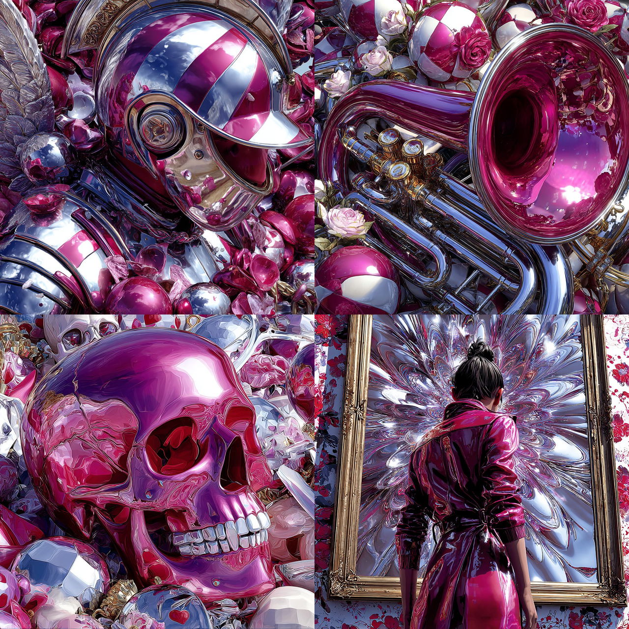 Liquid Petal Cabaret style, Midjourney V7, render 1 of 4