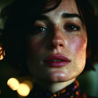 Varnishgear Closeupism style, Midjourney V7: photographic portrait of female protagonist