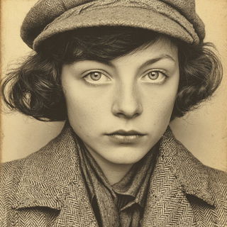 Cinemachinery style, Midjourney V7: photographic portrait of female protagonist