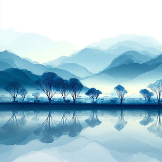 Glaciomandala style, Midjourney V7: realistic landscape photograph of quiet dawn