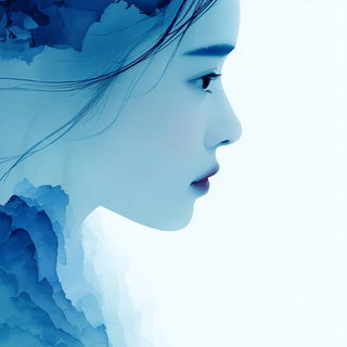 Glaciomandala style, Midjourney V7: photographic portrait of female protagonist
