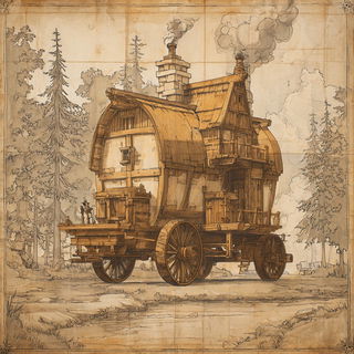 Scenographia style, Midjourney V7: traditional folk art
