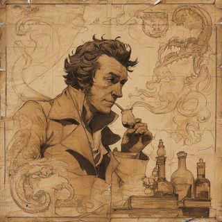 Scenographia style, Midjourney V7: editorial illustration for popular scientific magazine cover