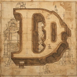 Scenographia style, Midjourney V7: typographic composition with large letters