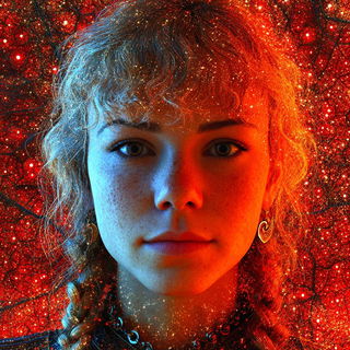 Arterial Vortex style, Midjourney V7: photographic portrait of female protagonist