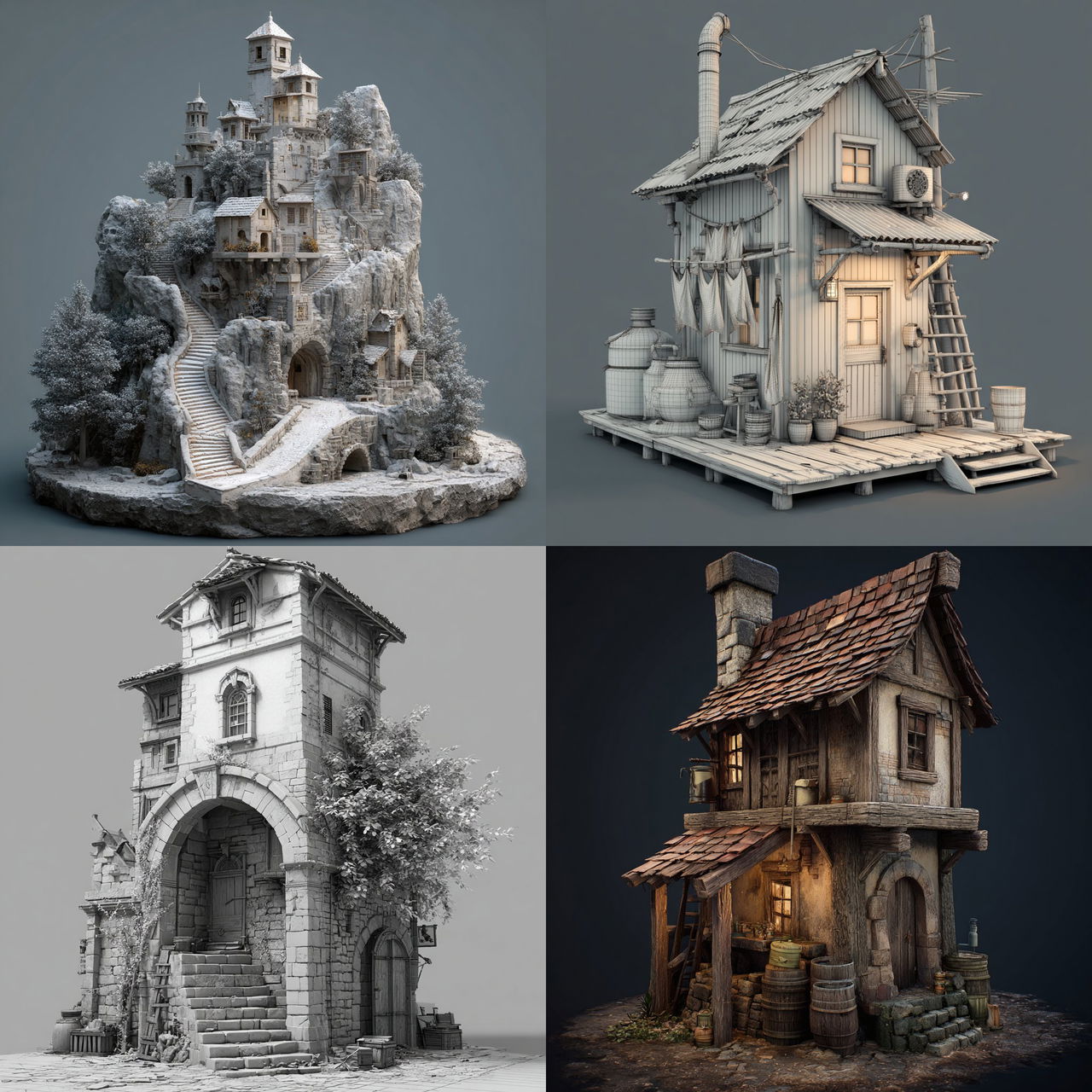 3D model style, Midjourney V7, render 1 of 4