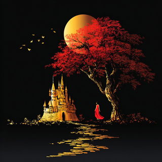 Gilt Ripcurrent style, Midjourney V7: retro fairy-tale illustration