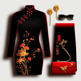 Gilt Ripcurrent style, Midjourney V7: haute-couture fashion outfit