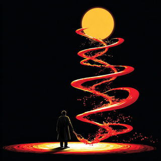 Gilt Ripcurrent style, Midjourney V7: editorial illustration for popular scientific magazine cover