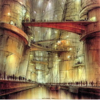 Mechanodermics style, Midjourney V7: megacity with futuristic bioarchitecture