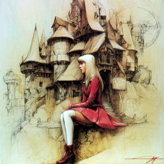 Mechanodermics style, Midjourney V7: retro fairy-tale illustration