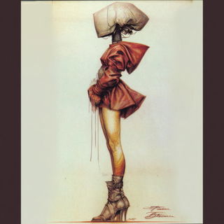 Mechanodermics style, Midjourney V7: haute-couture fashion outfit