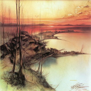 Mechanodermics style, Midjourney V7: realistic landscape photograph of quiet dawn