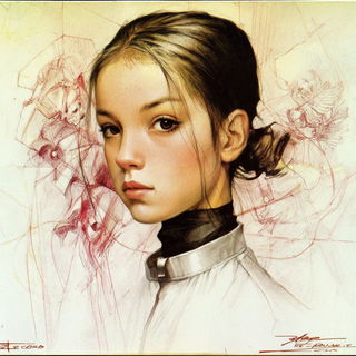 Mechanodermics style, Midjourney V7: photographic portrait of female protagonist