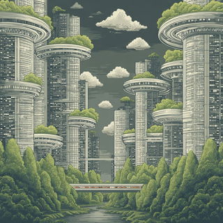 Terracegothic style, Midjourney V7: megacity with futuristic bioarchitecture