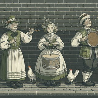 Terracegothic style, Midjourney V7: traditional folk art