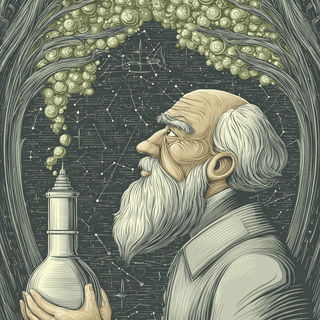 Terracegothic style, Midjourney V7: editorial illustration for popular scientific magazine cover