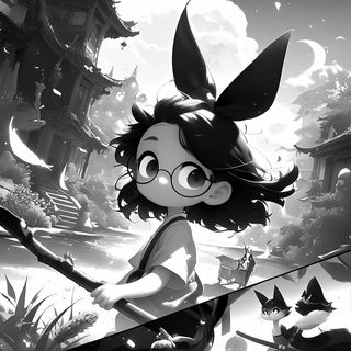 Passementeriefilm style, Midjourney V7: black-and-white manga comic strip