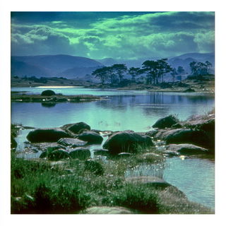 Passementeriefilm style, Midjourney V7: realistic landscape photograph of quiet dawn