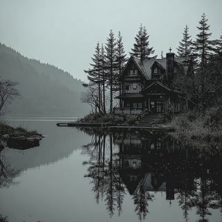 Cindercloisonne style, Midjourney V7: realistic landscape photograph of quiet dawn