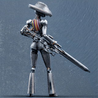 Maquette Megalithics style, Midjourney V7: concept art character design of retropunk steam knight