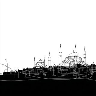 Portraitecture style, Midjourney V7: bold minimalist logo design for Istanbul city municipal services