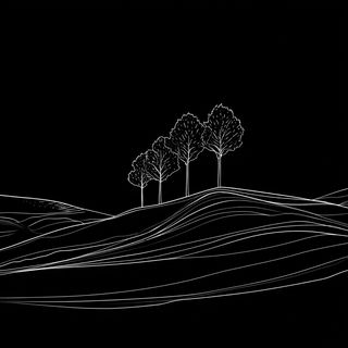 Portraitecture style, Midjourney V7: realistic landscape photograph of quiet dawn